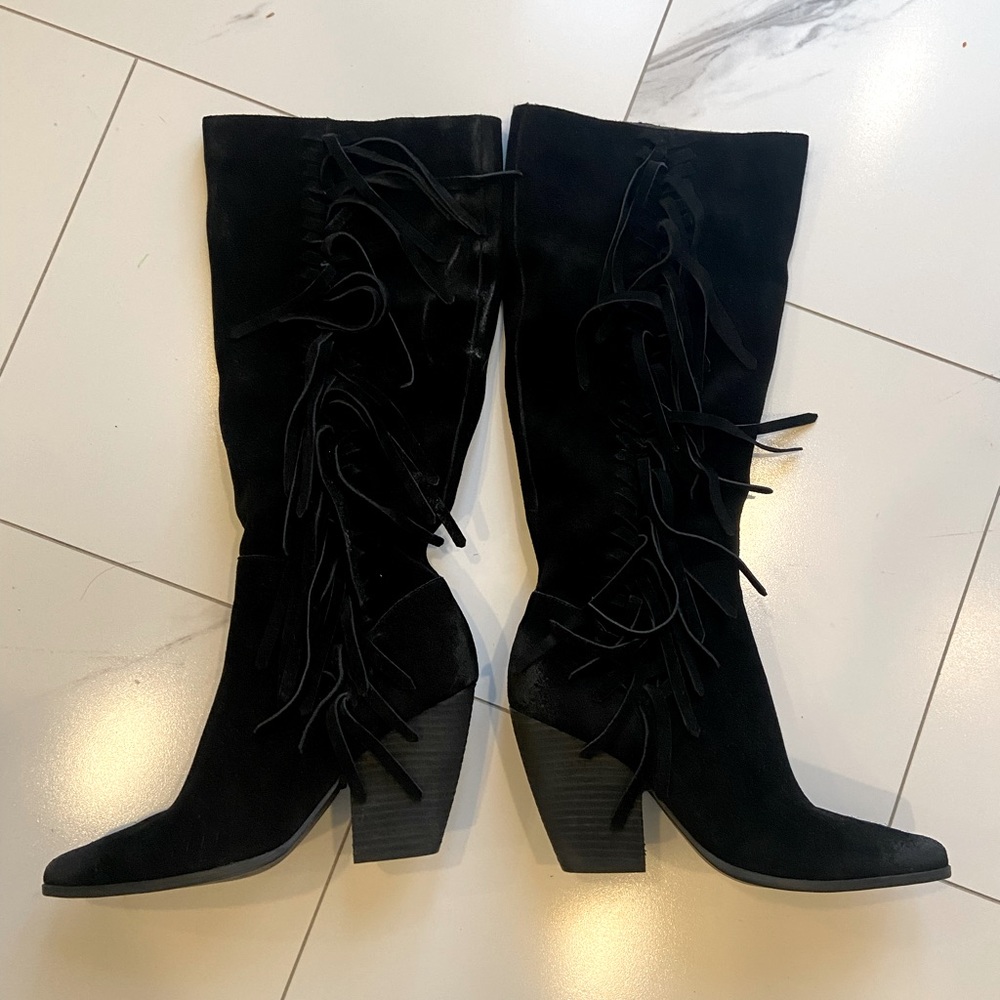 Suede Fringe Cowgirl Boots